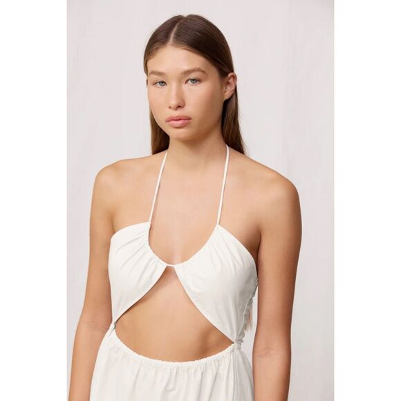 Mikoh Resort White Midi Dress Halter Drawstring Cut Out Size 1/Small Summer - Picture 9 of 9